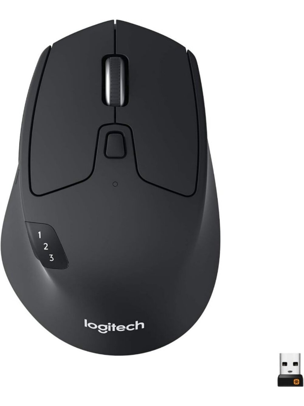 Multi-Device Wireless Mouse - Full Size Ergonomic Design, Bluetooth & USB